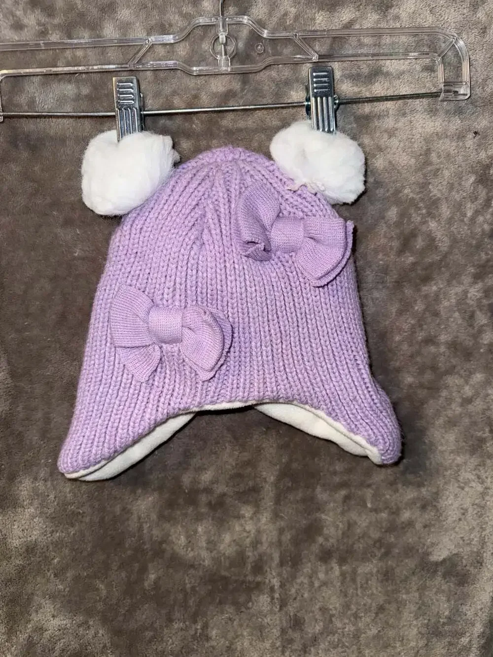 Swiss Tech Performance Gear Girls' Knit Winter Hat with Bows and Pompoms